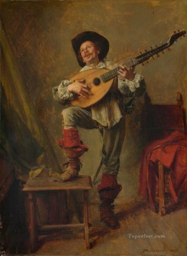 Soldier Playing the Theorbo Ernest Meissonier Academic Oil Paintings
